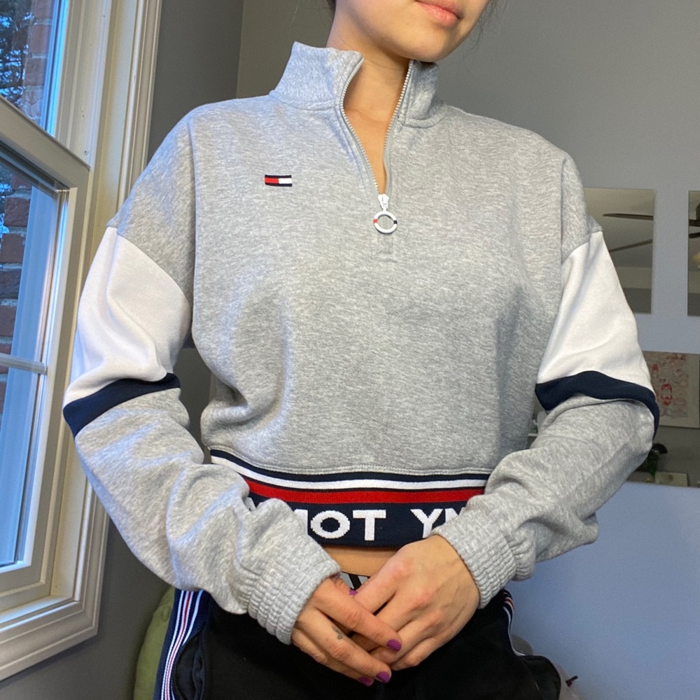 Quarter Zip Cropped Sweatshirt, Tommy Hilfiger